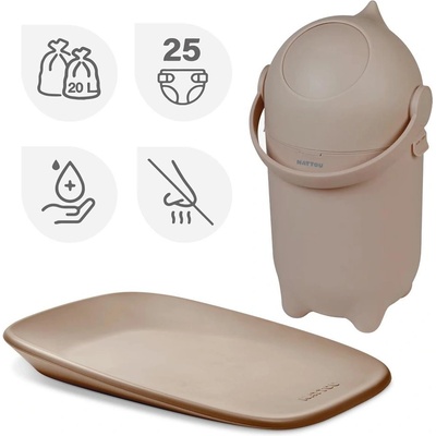 Nattou Koš na pleny Dropy Taupe 27 cm 20 litrů – Zboží Dáma