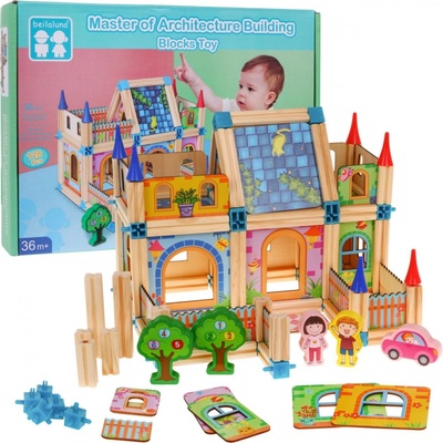 mamido Sada dřevěných bloků 128 ks