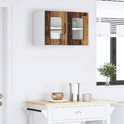 vidaXL Стенен стъклен шкаф LUCCA Старо дърво 60 x 31 x 40 см (884981)