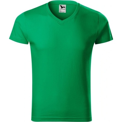 Malfini pánské tričko Slim Fit V-neck Středně zelená