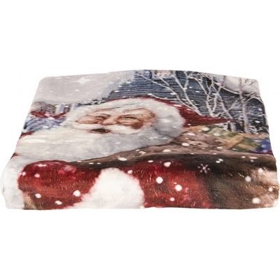 Clayre & Eef Plyšový pléd deka Santa 130x170