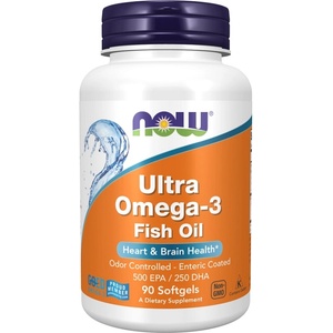NOW NOW Ultra Omega 3-D with Vitamin D-3, 90 Softgels