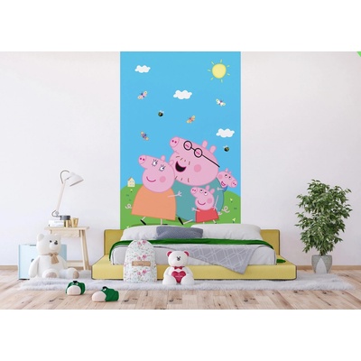 Ag Design FTD2P-5615 Dětská vliesová fototapeta na zed' Prasátko Peppa s Rodinou, rozměry 150 x 270 cm