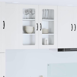 vidaXL Стенен стъклен шкаф PORTO Бяло 80 x 31 x 80 см (885415)