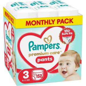 Pampers Пелени-гащи Pampers Premium Care - Размер 3, 6-11 kg, 152 броя (1100053080) - ozone