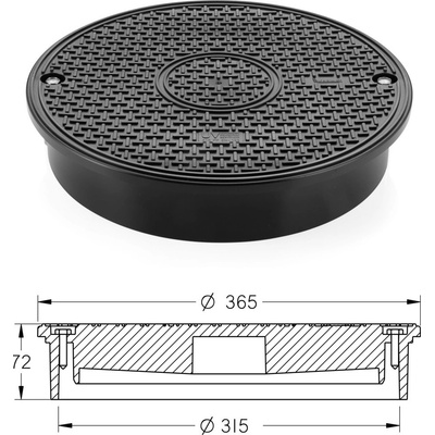 MIDAS Poklop plastový A15 se zátěží do 7,5t (75 kN), DN 315 (pouze na hladkou rouru) p3618