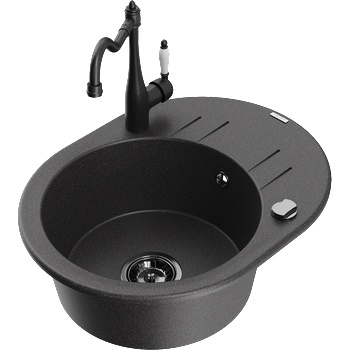 Mexen Kevin гранитна кухненска мивка с 1 корито, отцедник и кухненски (6517-76-670700-70-B)