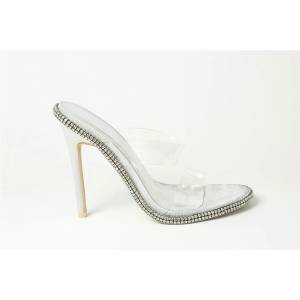 Plain Сандали Plain Women's Flat Sandal - Silver Satin
