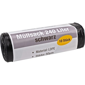 KesTek Pytle na odpadky 240 l 50µm 10 ks černé