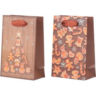 Taška dárková 100x150 mm perníčky mix, hnědá