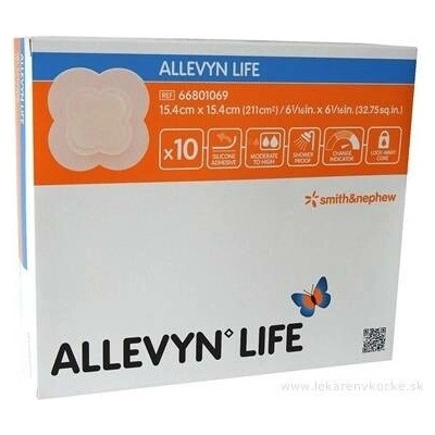 Smith & Nephew Medical Ltd. ALLEVYN LIFE Krytí na rány 15,4 x 15,4 cm 10 ks
