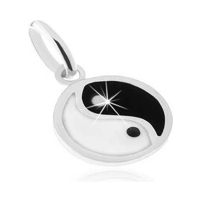 Šperky eshop Přívěsek ze stříbra 925 černobílý symbol rovnováhy jin a jang SP56.20