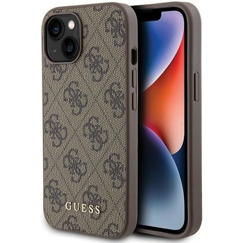 GUESS Кейс Guess 4G Metal Gold Logo за iPhone 15, кафяв (KXG0073456)