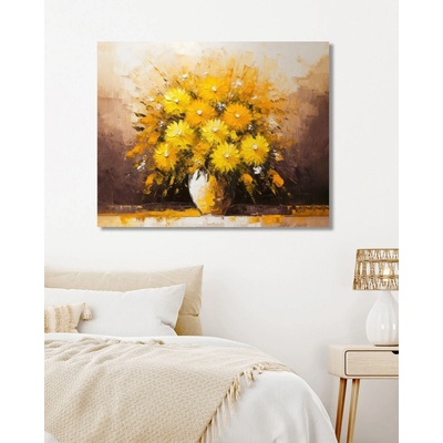 ZUTY Obrazy na stenu - Žlté kvety s bielym stredom Rámovanie: vypnuté plátno na rám, Rozmer: 80x100 cm