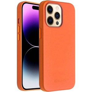 Qialino Magsafe Калъф за iPhone 14 Pro, Qialino Leather Case, Оранжев (5906601119082)