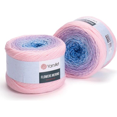 Yarn Art příze Flowers Merino 551 pastelově modrá, fialková, růžová