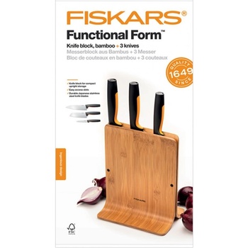 Fiskars Bambusový blok se třemi noži černý 1057555