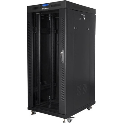 Lanberg rack cabinet 19" free-standing 27U-800x1200 (flat pack) with glass door lcd black (FF01-8227-12BL)