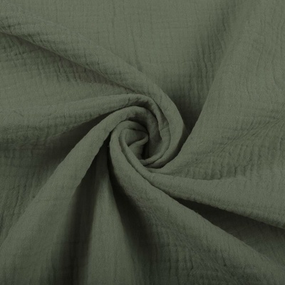 Mušelín dvojitá gázovina MSN-076 Zelená khaki - metráž šířka 140 cm