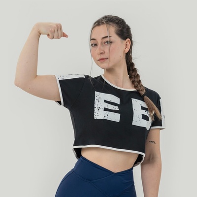 NEBBIA Дамски топ Oversized Crop Top Game On Black M