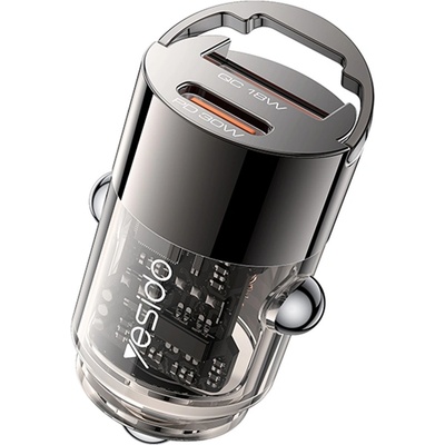 YESIDO Скрита зарядна букса - Yesido Hidden Car Charger (Y68) - USB-A + Type-C, PD30W, алуминий - Черен