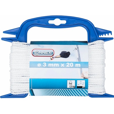 CONNEX PP pletené lano 8pramenné, 3 mm × 20 m, bílá, navíječ