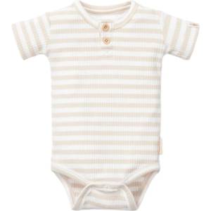 Little Dutch Бебешко боди с къс ръкав Little Dutch - На райета, Sand/White, 74 cm, 6-9 м (CL24220012) - baby