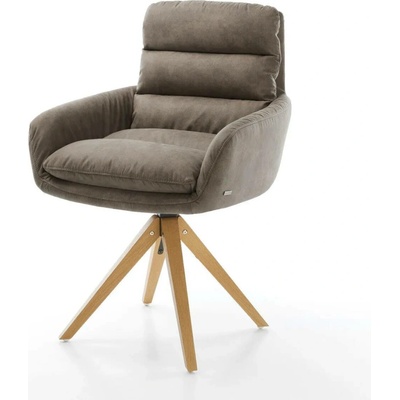 Delife Abelia-Flex s područkami mikrovlákno taupe vintage dřevěná podnož hranatá přírodní