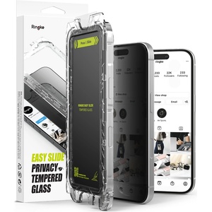 Ringke Протектор за iPhone 16 / iPhone 15 (комплект 2) - Ringke Easy Slide закалено стъкло - поверителност