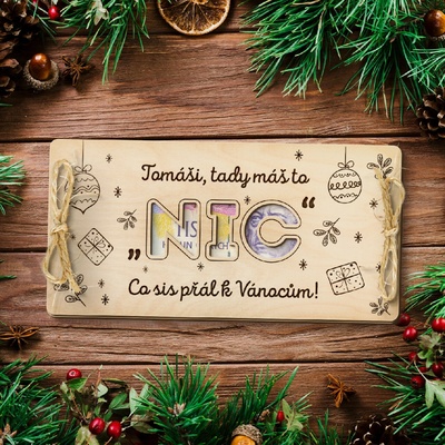 Dřevia Dárková obálka na peníze - Tady máš to "NIC" Veselé vánoce, se jménem