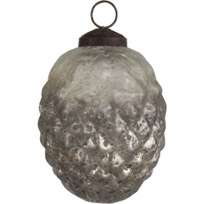 Stříbrná antik skleněná ozdoba šiška - 8*8*10 cm - J-Line by Jolipa