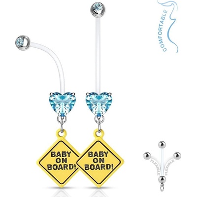 Šperky4U těhotenský piercing do pupíku baby on board WP0032-Q