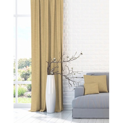 Záves dekoračný alebo látka, New York Plátno, žltá, 150 cm 150 cm