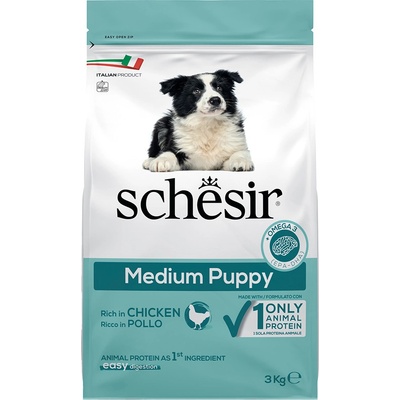 Schesir dog Medium Puppy Kuracie s ryžou 3 kg