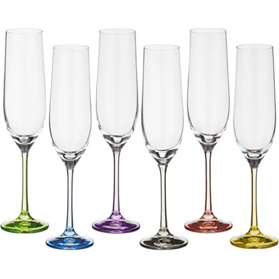 Bohemia Crystalex Комплект 6 бр. чаши за пенливи вина Bohemia Crystalex Rainbow 190 мл (0109210-40729)