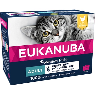 Eukanuba Adult bez obilnín kuracie 48 x 85 g