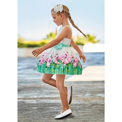 Mayoral Памучна рокля с текстилно коланче и цветя Майорал