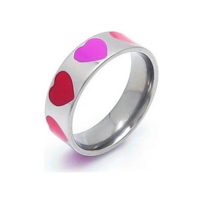 Šperky4U ocelový prsten se srdíčky OPR1889