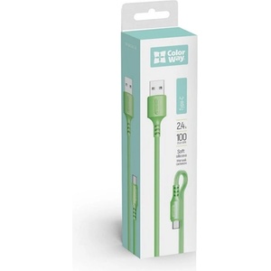 ColorWay Кабел, USB Type-C кабел (мек силикон) 2.4A 1 м зелен (CW-CBUC042-GR) (CW-CBUC042-GR)