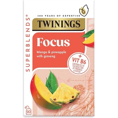 Twinings čaj SUPERBLENDS FOCUS s mangem ananasem a ženšenem 20 sáčků 30 g