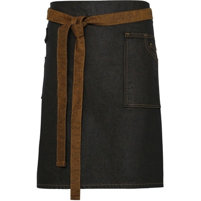 Premier Zástěra Division PR 135 do pasu denim krátká COT390135h4599-black/tan Černá/hnědá
