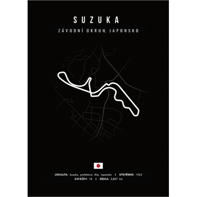 Jen tak z lásky Plakát Závodní okruhy Rozměr plakátu: 40 x 50 cm, Závodní okruh: Suzuka, Barevná varianta: Černá