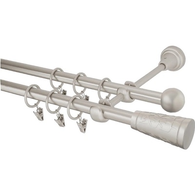 GARNÝŽE-HEBR Garnýž Sevilla chrom mat dvojitá 320 cm
