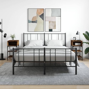 vidaXL Нощни масички, 2 бр, опушен дъб, 35x34, 5x70 см, инженерно дърво (825888)
