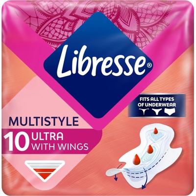 Libresse Ultra Multistyle крилати санитарни салфетки за всички видове бельо 10бр (109482)