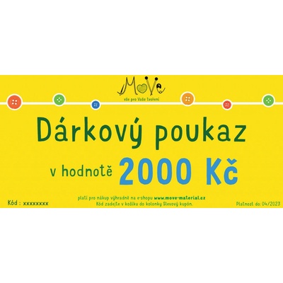 DÁRKOVÝ POUKAZ 2000 KČ - E-SHOP - zasílaný na e-mail