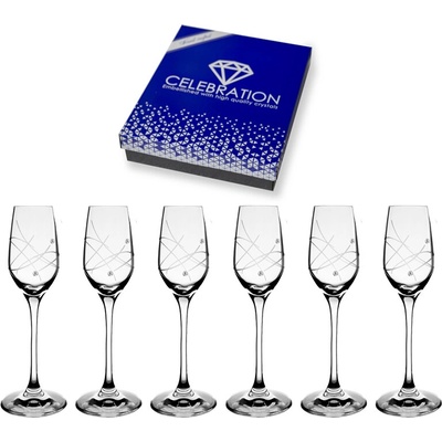 Bohemia Crystal Sklenice likérky na na nožce galaxie Swarovski Preciosa 6 x 95 ml
