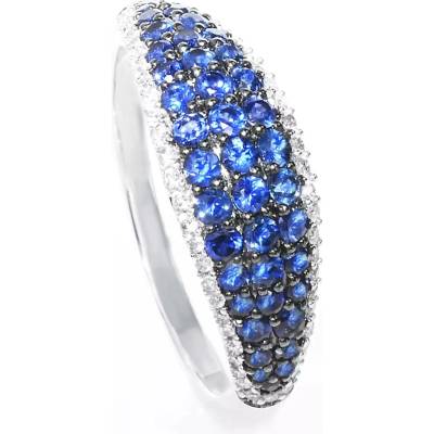 Stuchlík zlatý prsten se safíry a diamanty 039439