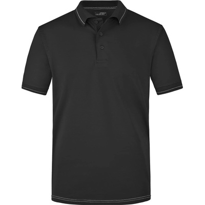 James & Nicholson polokošile JN 569 žerzejová elastická krátký rukáv pánská COT-02056998001 černá/bílá