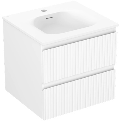 Rivel шкаф за баня 50 см с мивка Vela, 2 чекмеджета, набраздена, бяла мат (91A20-05047-2-BFF01-W23M01)